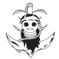 image of a skull pirate ship anchor silhouette vector
