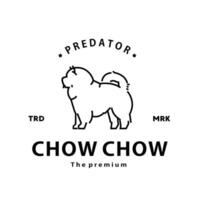 vintage retro hipster chow chow logo outline monoline art icon vector