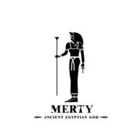 Silhouette of ancient egypt god merty, was a goddess who was strongly associated with rejoicing, such as singing and dancing vector