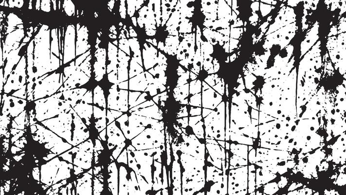 Fine Detail Black Grungy Texture Artwork on White Canvas for Texture Overlays and Backgrounds