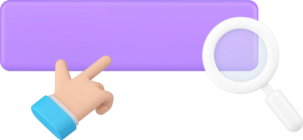 Internet searching bar window web site address business man hand cursor 3d icon png