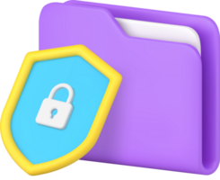 Document file folder protection information business data security access 3d icon png
