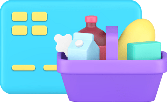 supermercado compras Comida carrinho comprando crédito débito cartão Forma de pagamento 3d ícone png