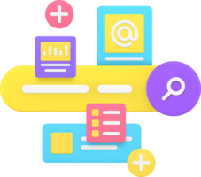 Business internet data browsing online searching information work analyzing 3d icon png
