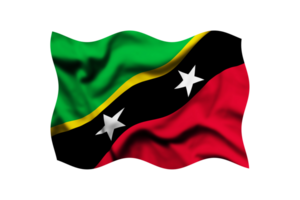 Waving the flag of Saint Kitts and Nevis on a transparent background. 3d rendering png