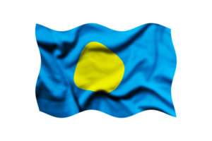 Waving the flag of Palau on a transparent background. 3d rendering png