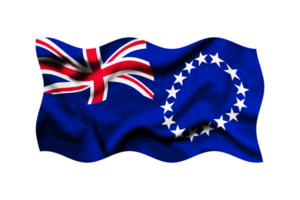 Waving the flag of Cook Islands on a transparent background. 3d rendering png