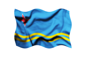 Waving the flag of Aruba on a transparent background. 3d rendering png