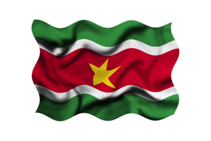 Waving the flag of Suriname on a transparent background. 3d rendering png