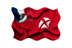 Waving the flag of Wallis and Futuna on a transparent background. 3d rendering png