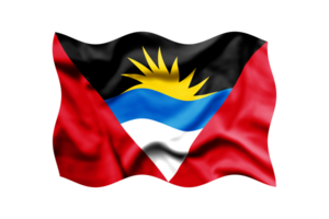 Waving the flag of Antigua and Barbuda on a transparent background. 3d rendering png