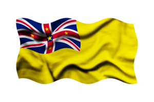 Waving the flag of Niue on a transparent background. 3d rendering png