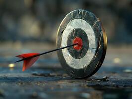 An arrow in the center of a round target photo