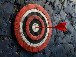 An arrow in the center of a round target photo