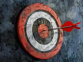 An arrow in the center of a round target photo