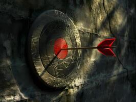 An arrow in the center of a round target photo
