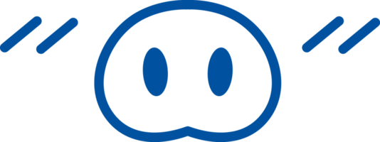 Piglet nose with large nostrils for design of products produced by pig farm. Hand drawn. png