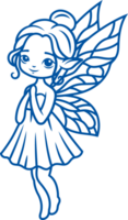 Good fairy stands with palms folded in front of chest and prays for fulfillment of wish. Hand drawn. png