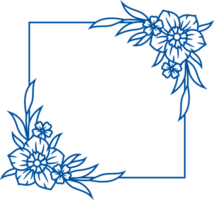 Floral template with space for text or photo decorated with two buds and branches with petals png