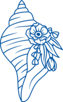 Underwater shell with sea flowers to decorate bottom of aquarium for breeding pet fish. Hand drawn. png