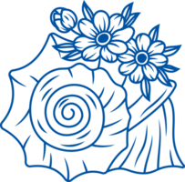 Seashell swirling into center for advertising design for resort with stunning beach. Hand drawn. png