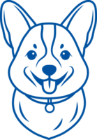 Small puppy or dog with big ears looks at screen with happy emotions. Hand drawn. png