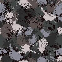Seamless gray camouflage pattern with paint splatter, stains, blots, smudge of paint. Good for apparel, fabric, textile, surface design. For prints, clothing, t shirt, surface design. Vintage style vector