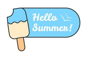 Ice cream with hello summer text vector
