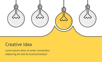Glowing lightbulb and place for your text, idea concept vector