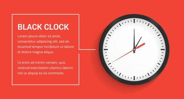 Black Clock on Red Background vector