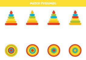 Match pyramid and its view from top. Logical puzzle for kids. IQ training test. vector