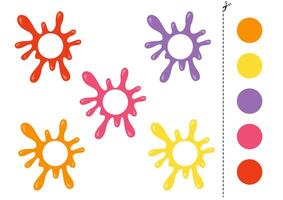 Cut and glue parts of cartoon colorful blobs. vector