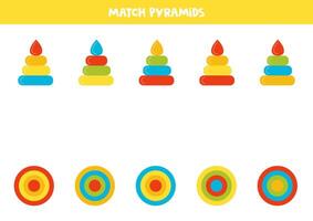 Match pyramid and its view from top. Logical puzzle for kids. IQ training test. vector