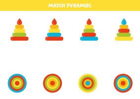 Match pyramid and its view from top. Logical puzzle for kids. IQ training test. vector