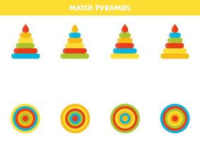 Match pyramid and its view from top. Logical puzzle for kids. IQ training test. vector