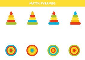 Match pyramid and its view from top. Logical puzzle for kids. IQ training test. vector