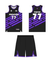 Jersey basketball concept design. Uniform club basketball front and back view. vector