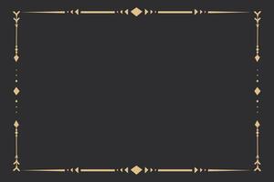 Gold frame with tribal native indian arrow, ornament. Border thin line divider decoration with feather, simple motif. vector