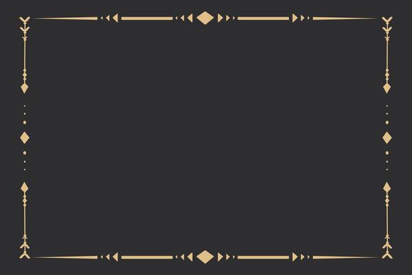 Gold frame with tribal native indian arrow, ornament. Border thin line divider decoration with feather, simple motif.