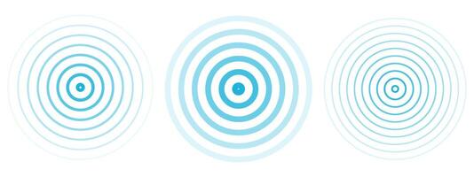 Concentric ripple circles set. Seismic Earthquake alert radar. Radial signal, sonar wave, soundwave rings. touch effect or pulse vector