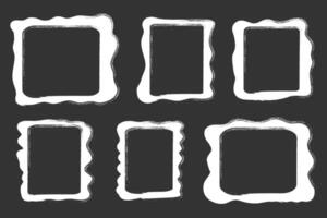 Set rectangle and square paper chalk quote frames, quote text box, empty form with wavy edge. Dilog or title border. Hand drawn speech bubble. vector
