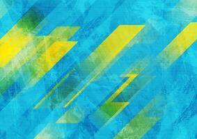 Blue and yellow grunge tech geometric abstract background vector