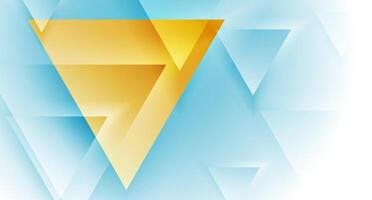 Blue orange geometric tech background with glossy triangles vector