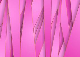 Pink stripes and golden lines abstract geometric background vector