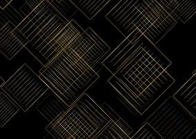 Golden abstract linear squares on black background vector