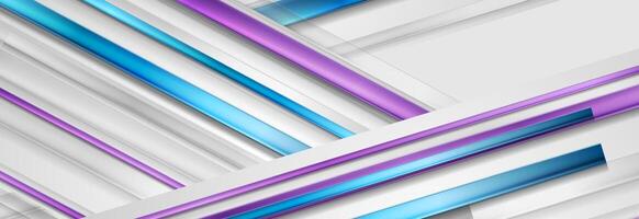 Geometric technology background with glossy stripes vector
