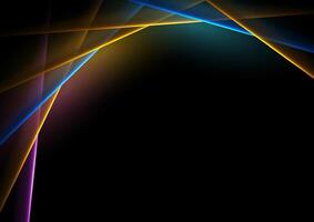 Colorful neon laser lines abstract hi-tech background vector