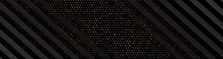 Black and luxury golden abstract background with shiny dots vector