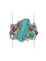 Jewelry design art bangle set with gems and turquoise hand drawing and make graphic . vector