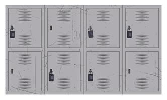 Weathered Gray Metal Lockers with Combination Locks vector